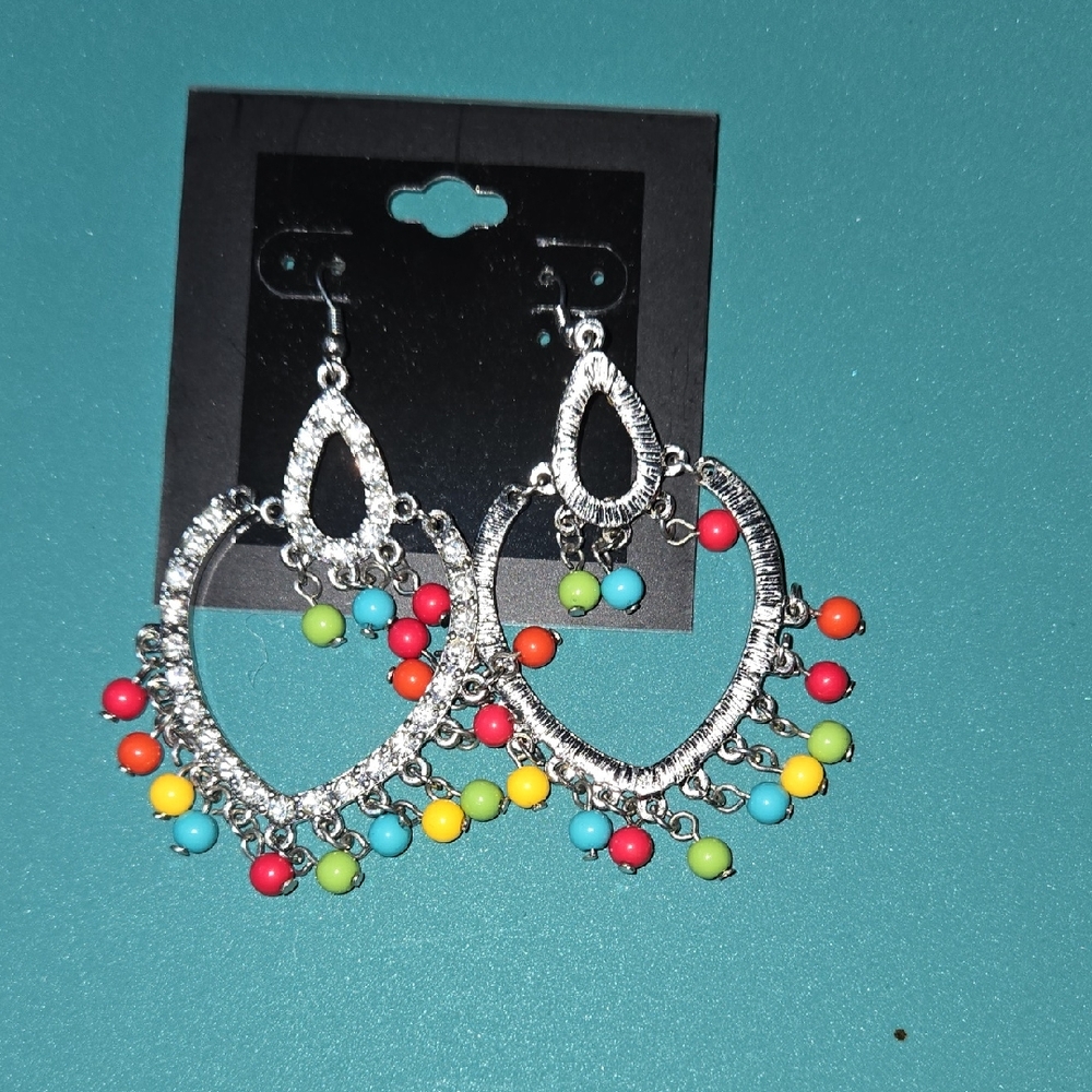 Colorful Beaded Teardrop Earrings
